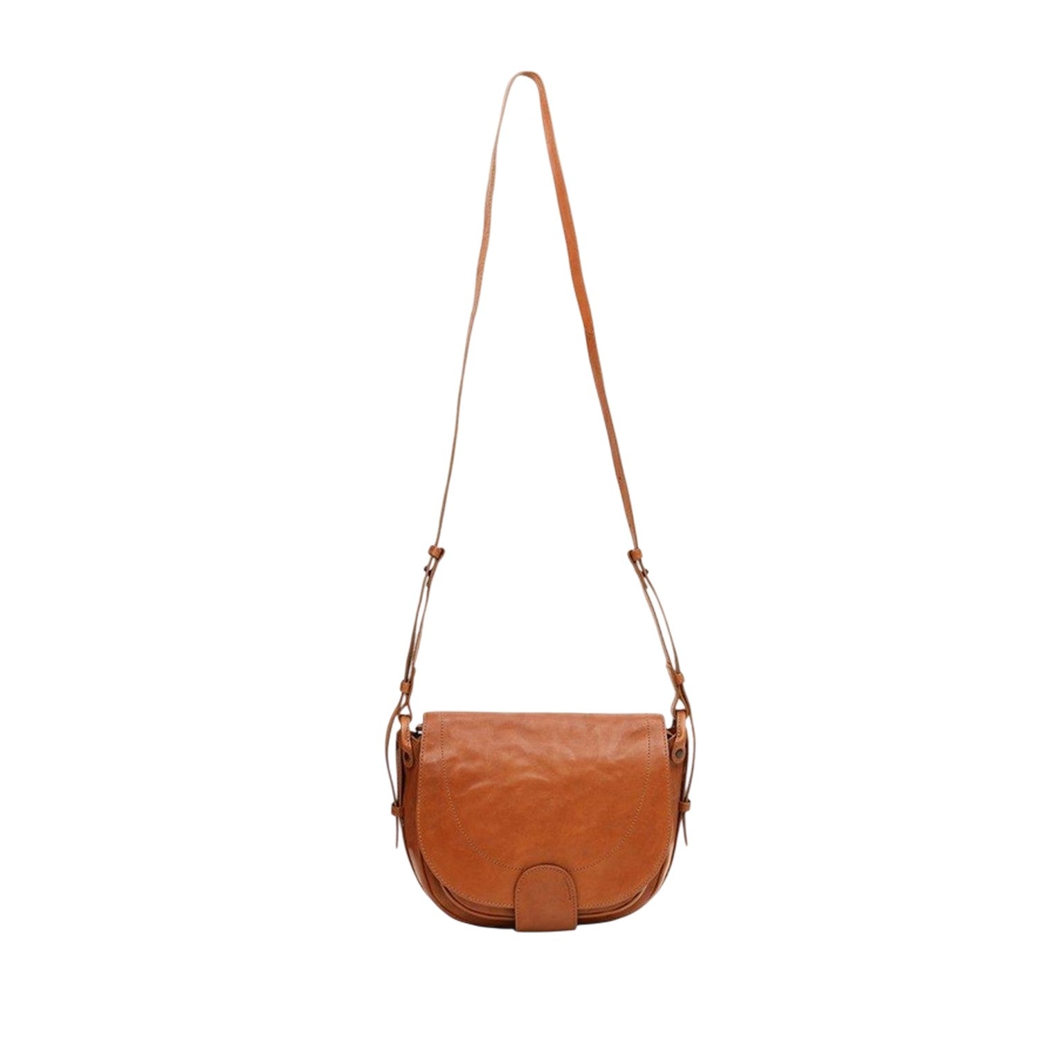 Caramel - Front - Aunts & Uncles Crescent Shaped Leather Crossbody Bag