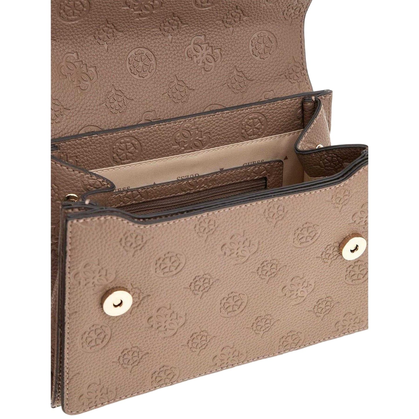 Dark Taupe Print - Side - Guess Womens-Ladies Cresidia Logo Crossbody Bag