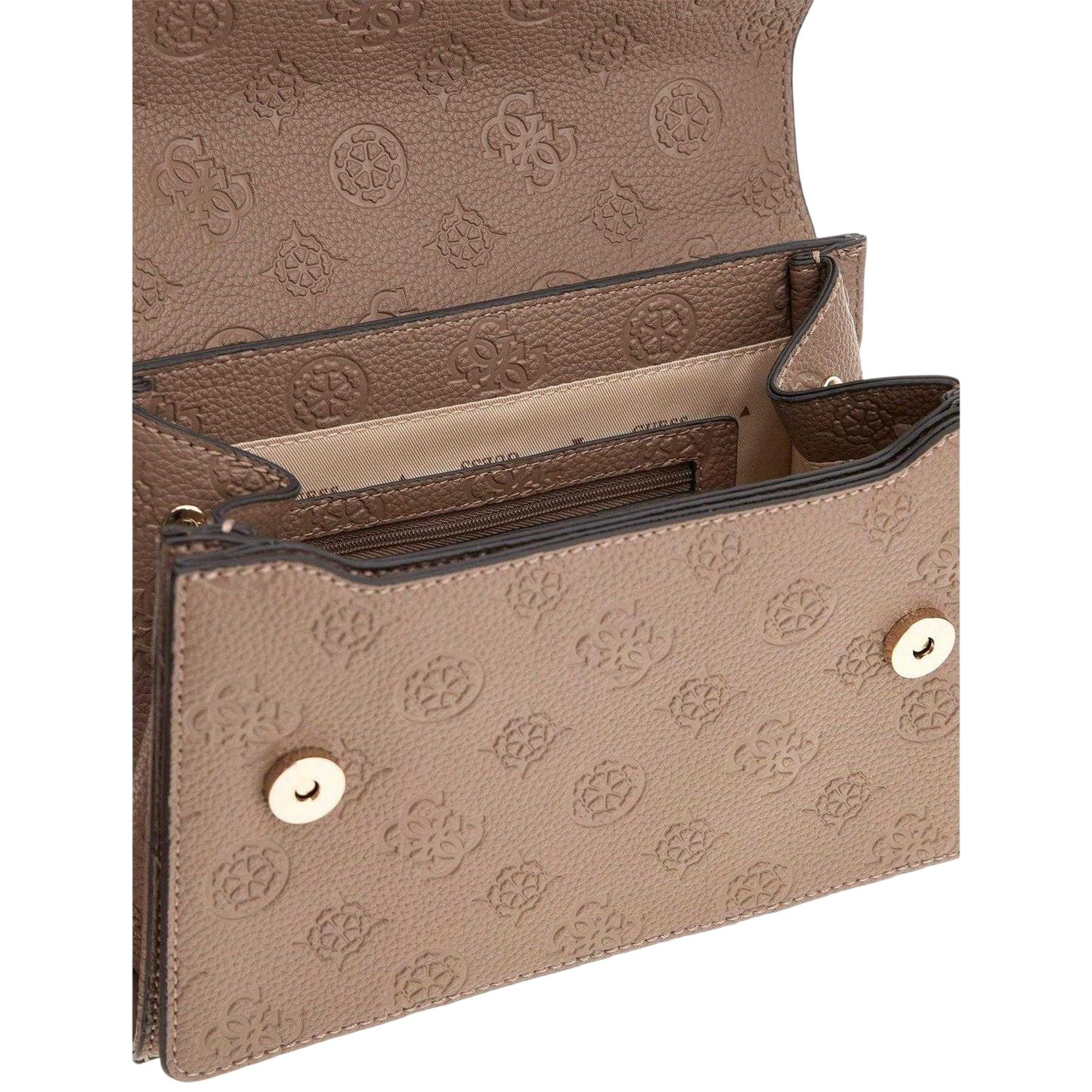 Dark Taupe Print - Side - Guess Womens-Ladies Cresidia Logo Crossbody Bag