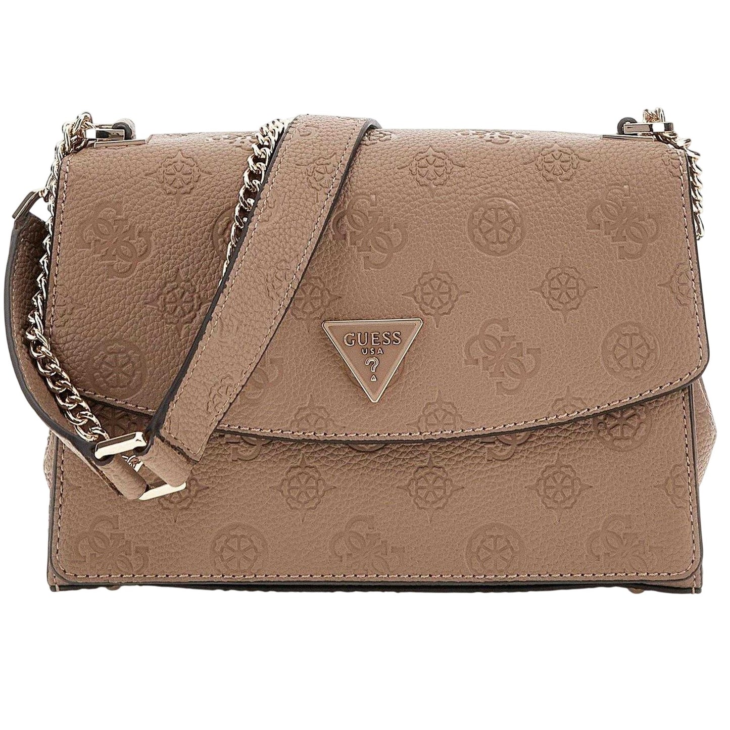 Dark Taupe Print - Front - Guess Womens-Ladies Cresidia Logo Crossbody Bag