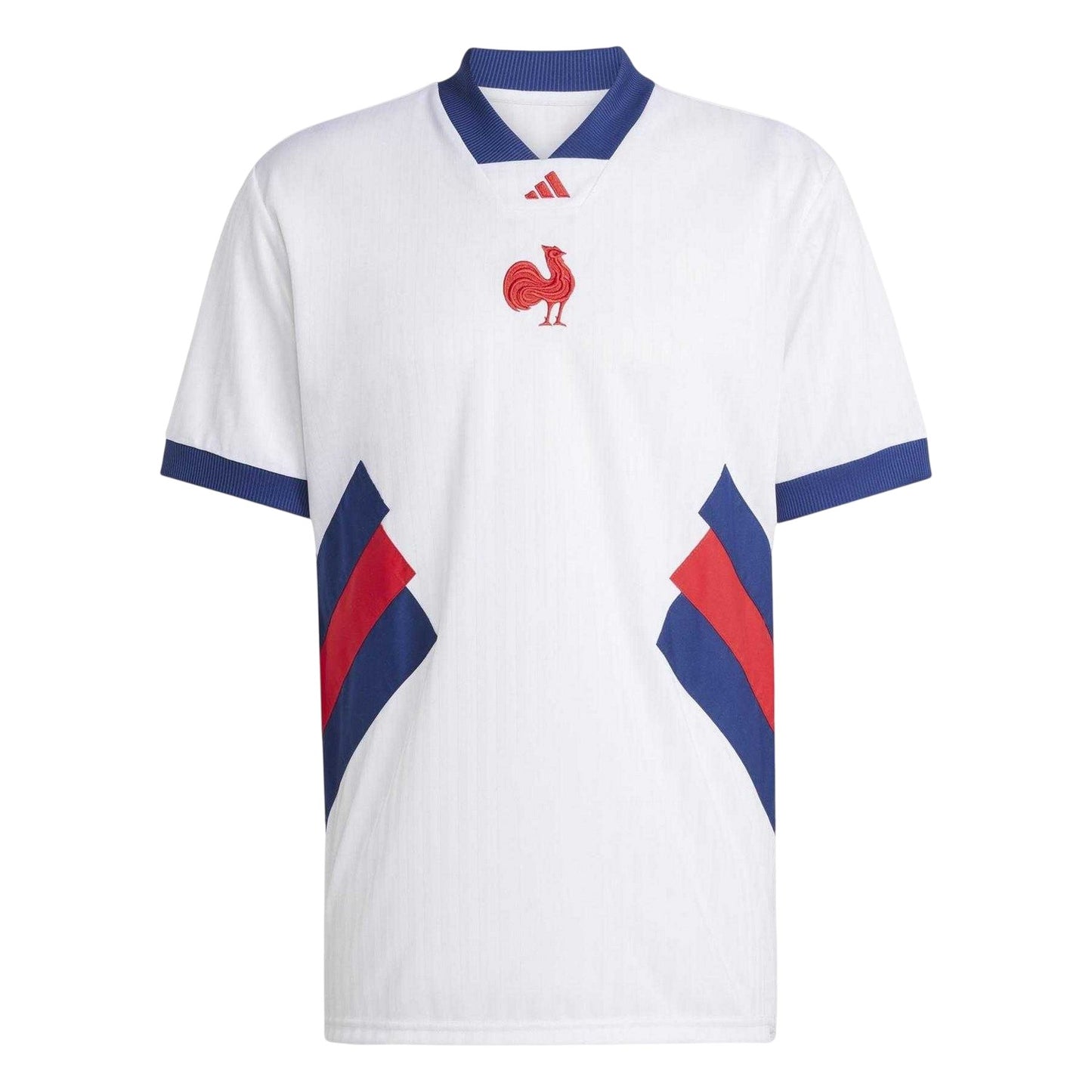 White - Front - Adidas Mens France FFR Short-Sleeved Rugby Shirt