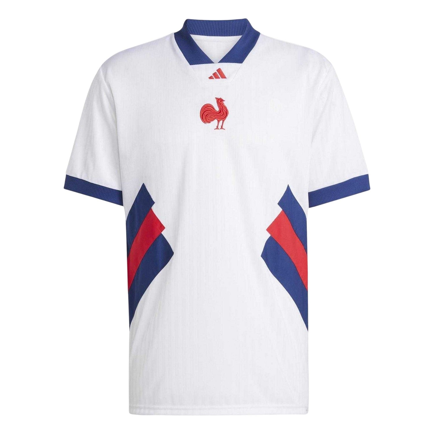 White - Front - Adidas Mens France FFR Short-Sleeved Rugby Shirt