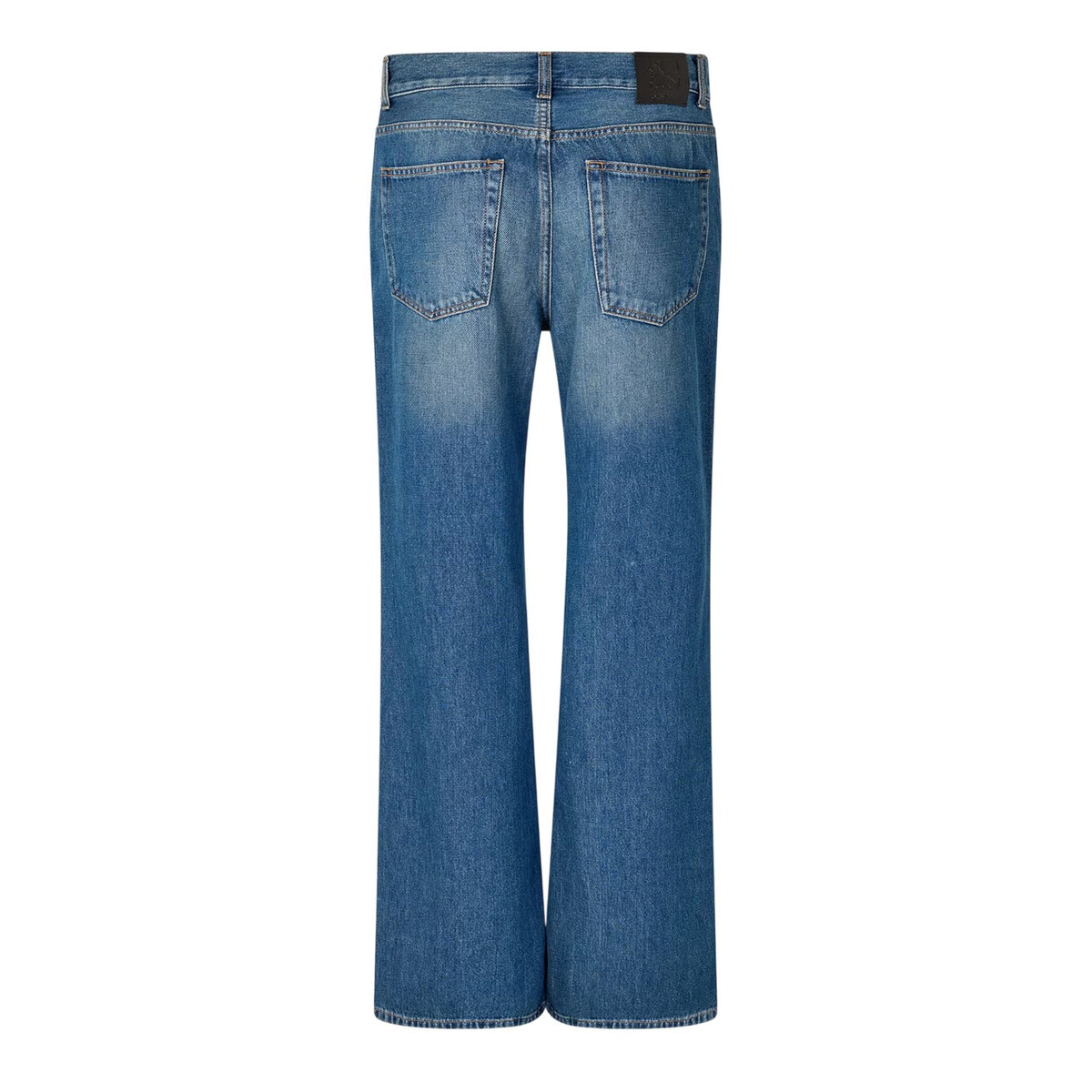 Medium Blue - Back - Off White Mens Wide Leg Relaxed Fit Jeans