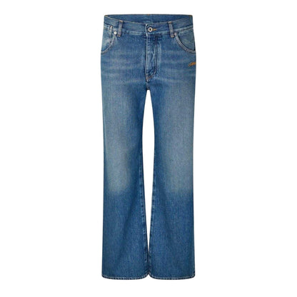 Medium Blue - Front - Off White Mens Wide Leg Relaxed Fit Jeans