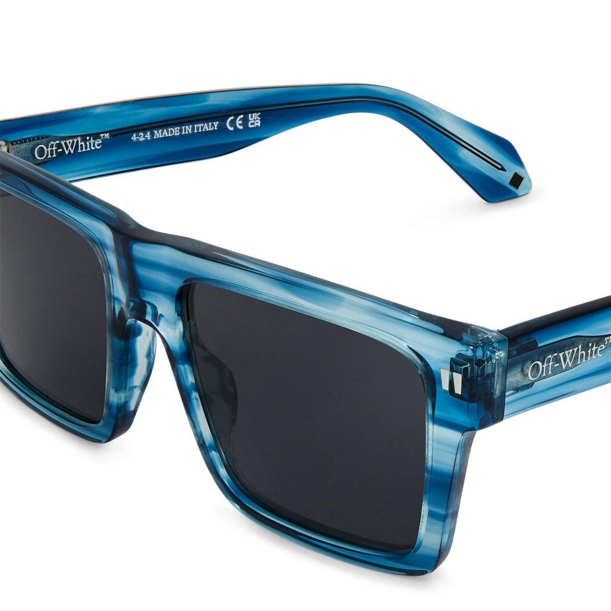 Blue-Dark Grey - Side - Off White Unisex Adult Lawton Square Frame Sunglasses