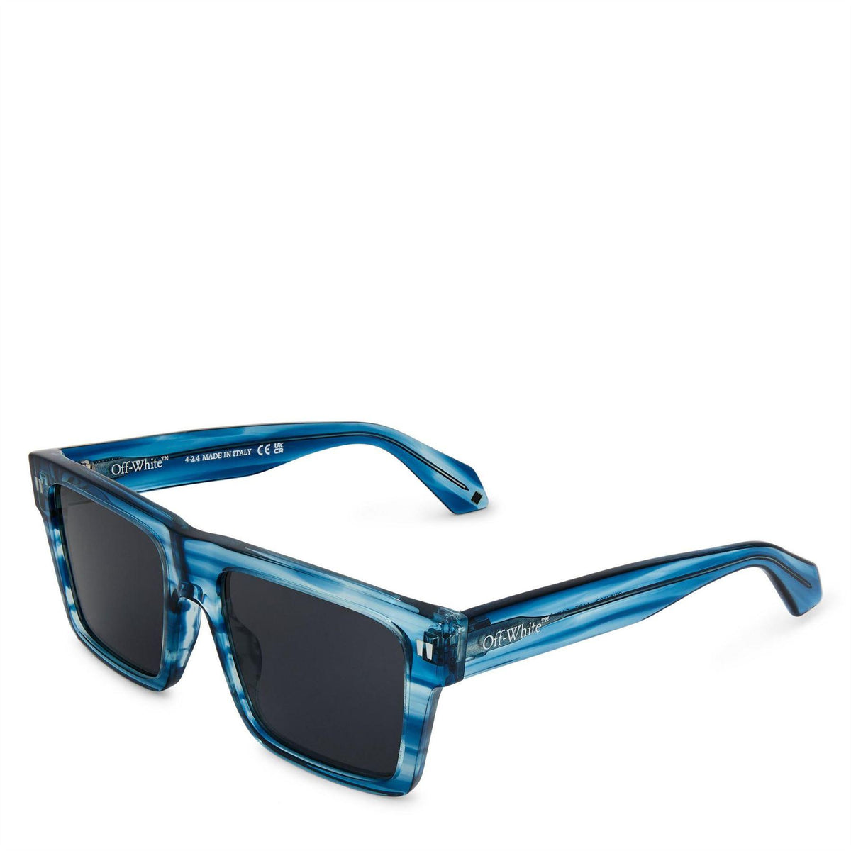 Blue-Dark Grey - Front - Off White Unisex Adult Lawton Square Frame Sunglasses