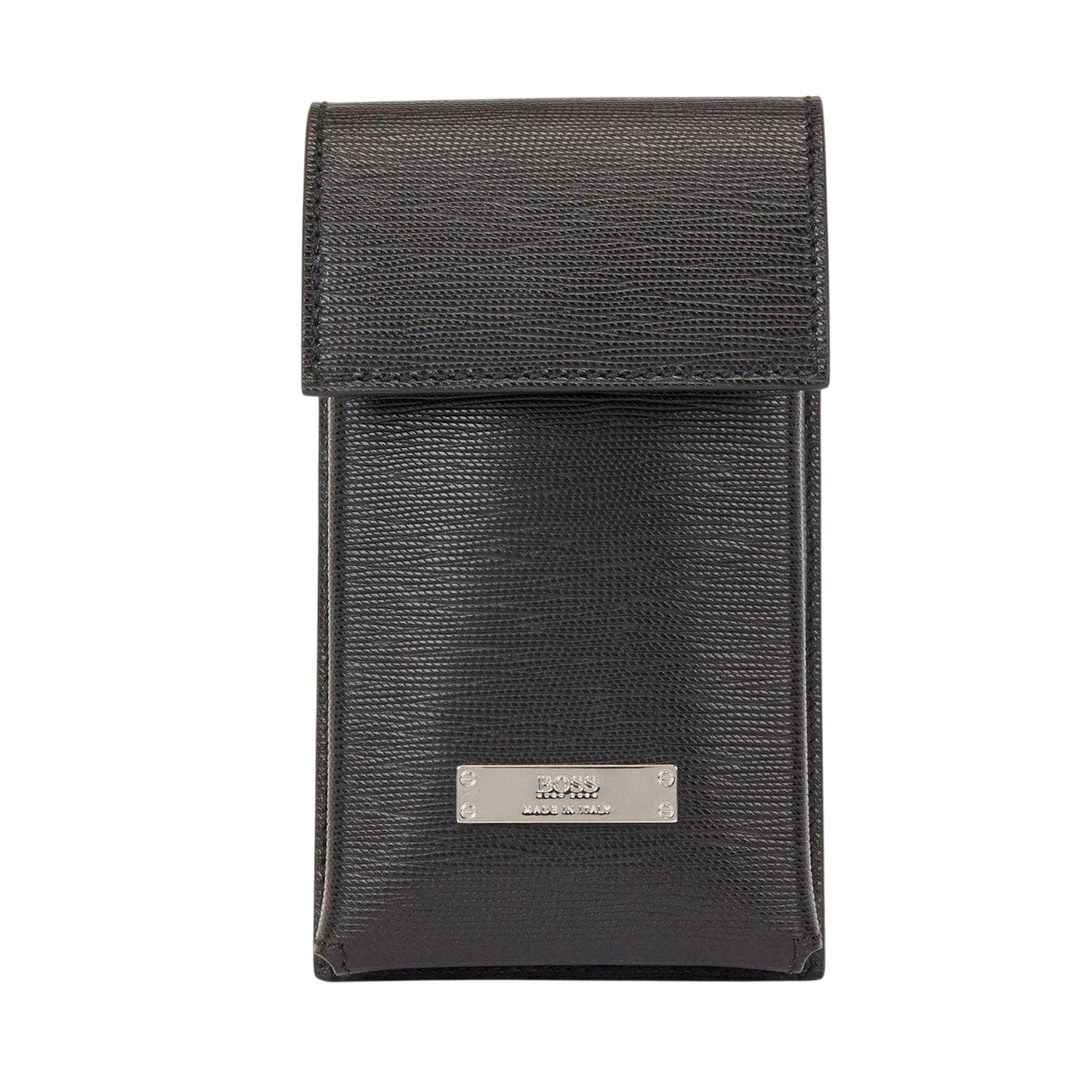 Black - Front - Boss Gallery Logo Italian Leather Neck Pouch