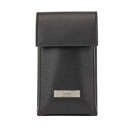 Black - Front - Boss Gallery Logo Italian Leather Neck Pouch