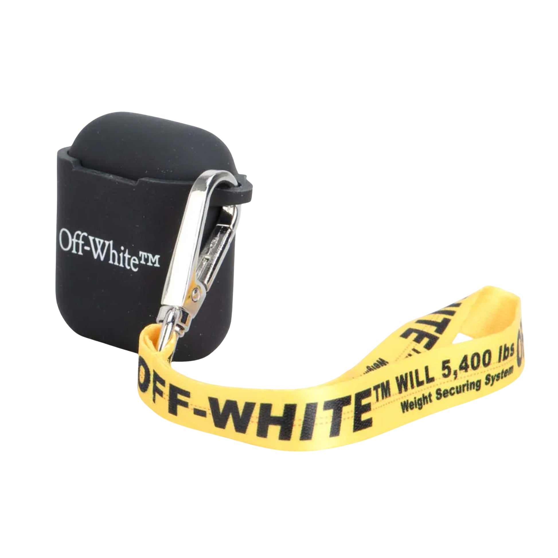 Black-White - Back - Off White Lettering Silicone AirPod Cover