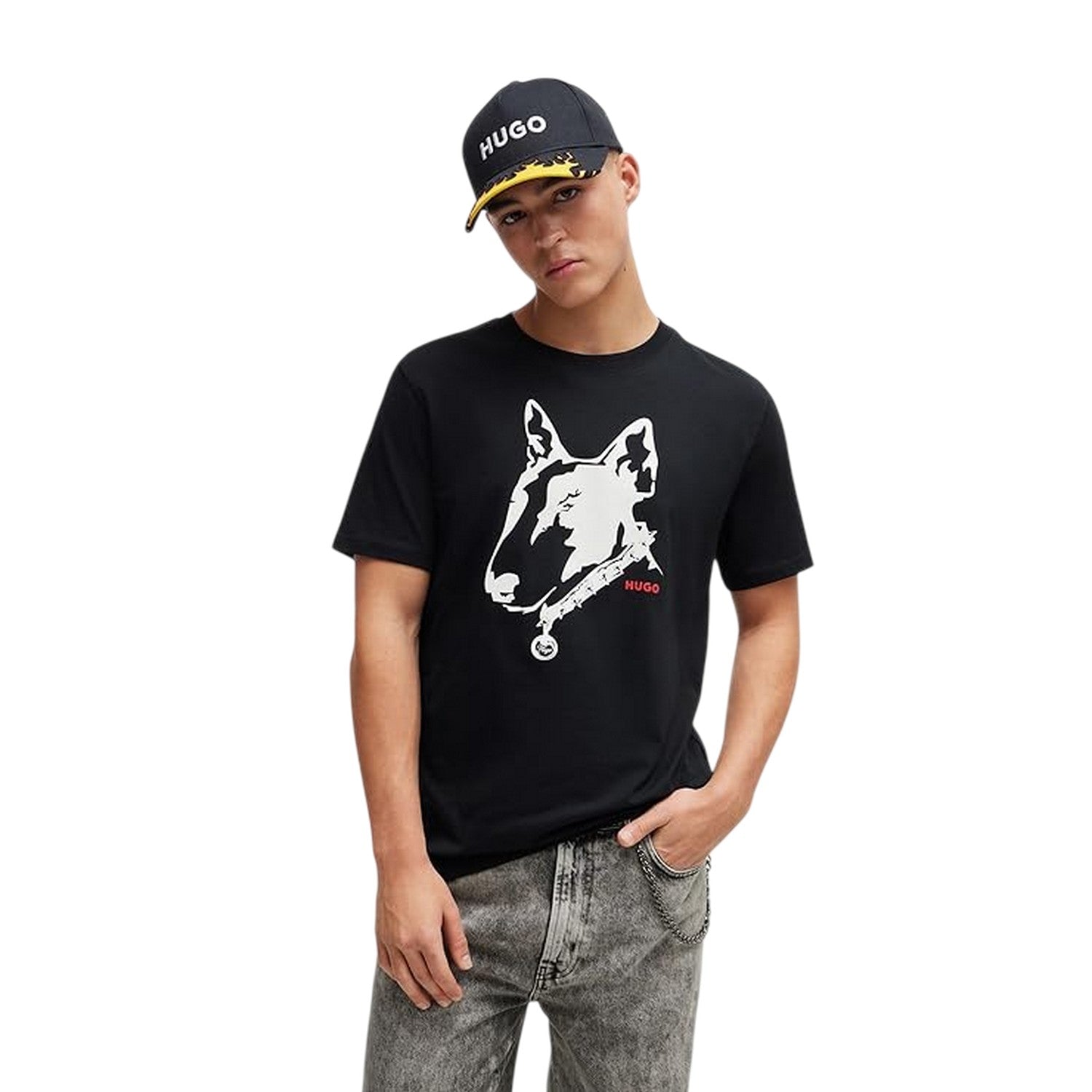 Black - Side - Hugo Unisex Adult Dog T-Shirt