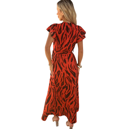 Orange - Lifestyle - AX Paris Womens-Ladies Tiger Print Polyester Wrap Dress