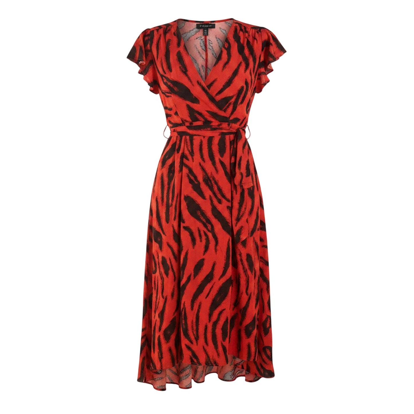 Orange - Front - AX Paris Womens-Ladies Tiger Print Polyester Wrap Dress