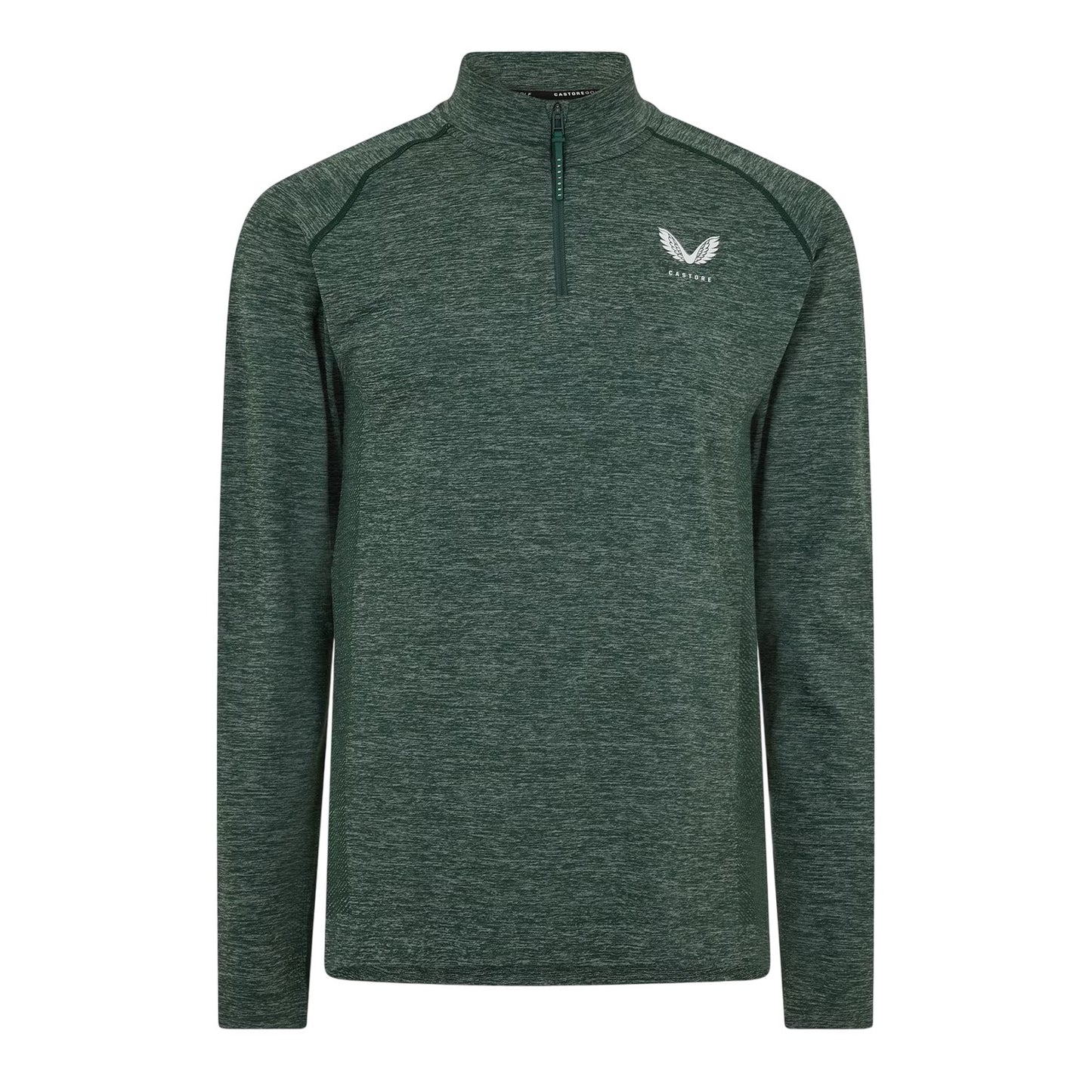Pine-Grey - Front - Castore Mens Body Mapped Quarter Zip Fleece Top