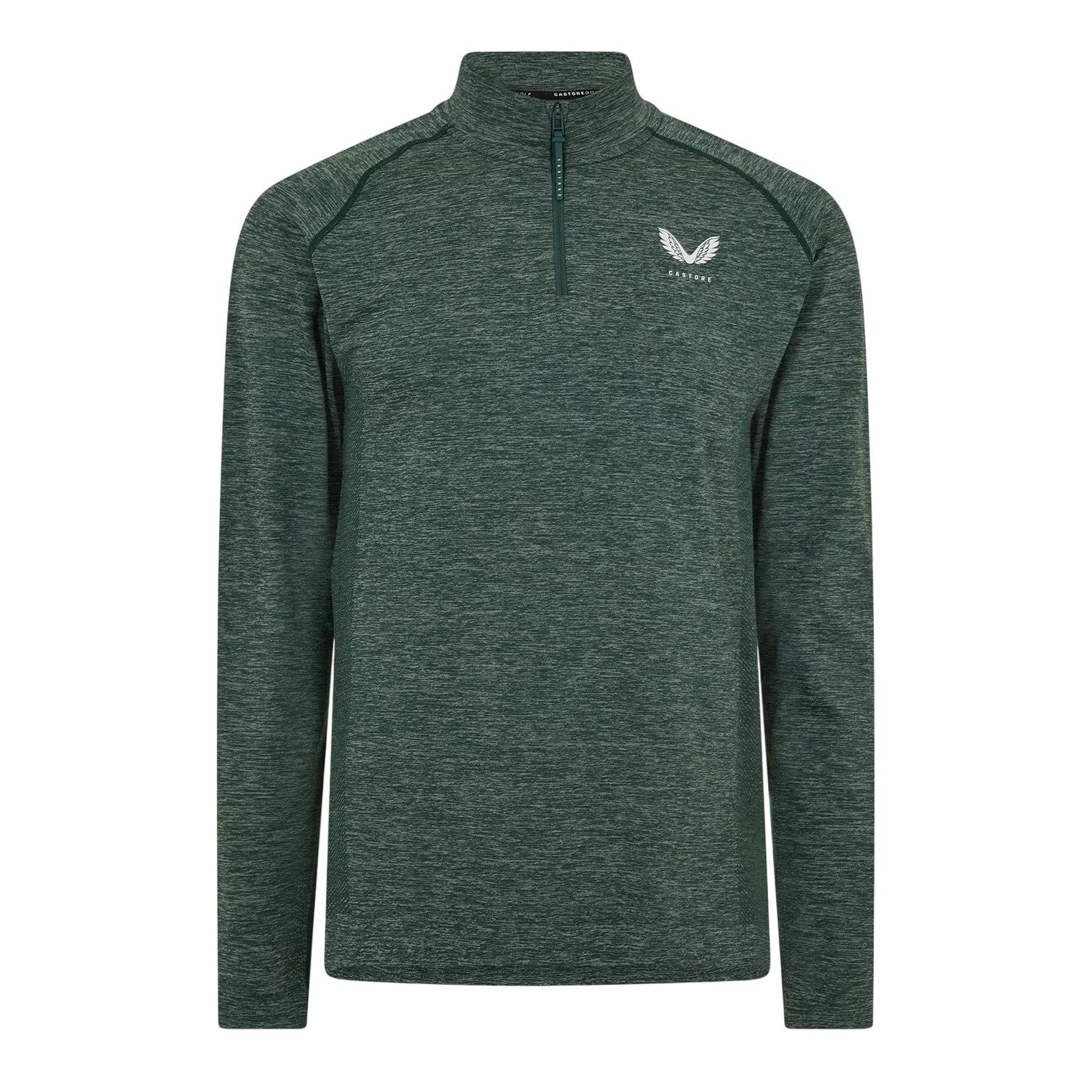 Pine-Grey - Front - Castore Mens Body Mapped Quarter Zip Fleece Top