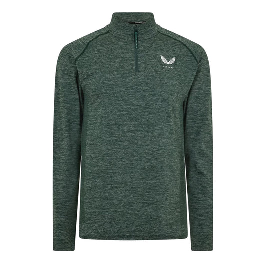 Pine-Grey - Front - Castore Mens Body Mapped Quarter Zip Fleece Top