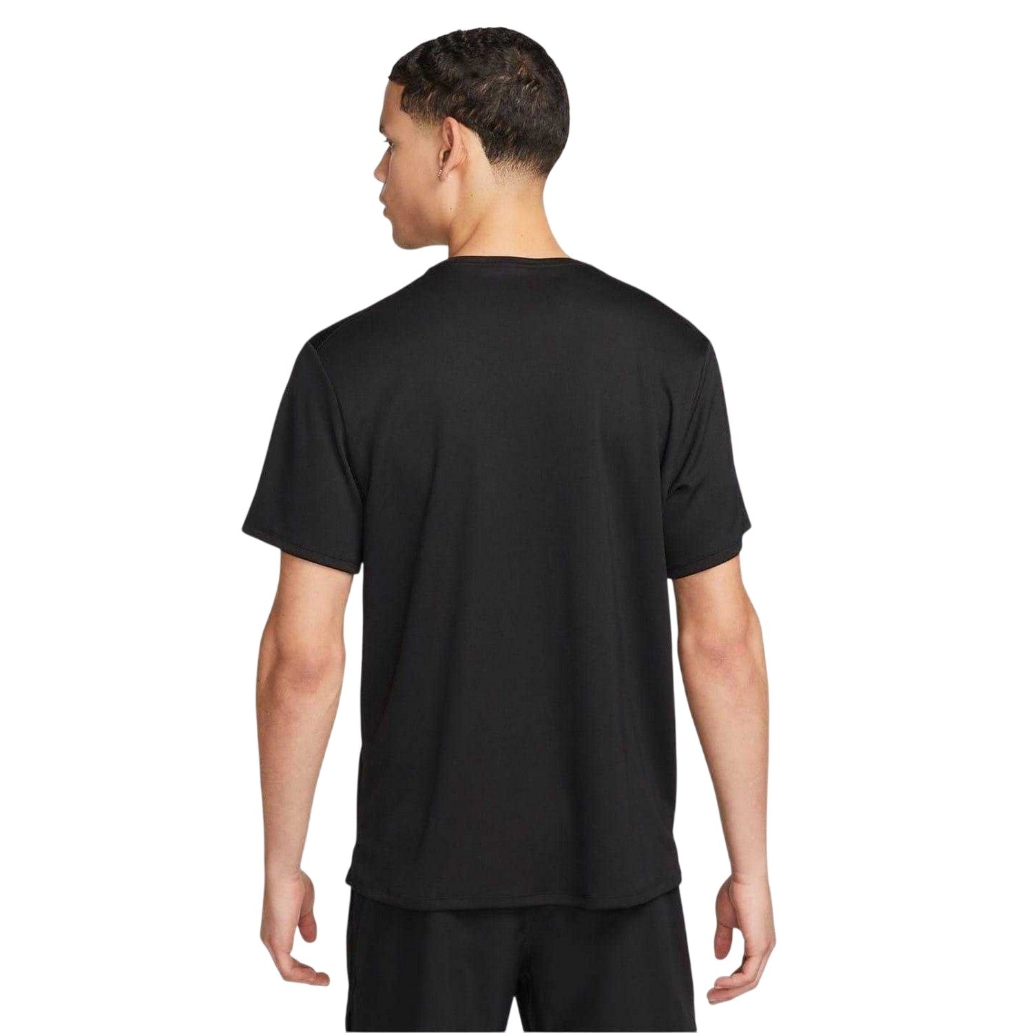 Black - Back - Nike Mens Miler Swoosh Reflective Detail T-Shirt