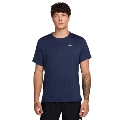 Midnight Navy - Front - Nike Mens Miler Swoosh Reflective Detail T-Shirt
