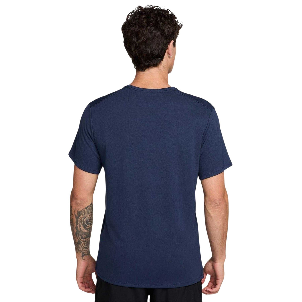 Midnight Navy - Back - Nike Mens Miler Swoosh Reflective Detail T-Shirt