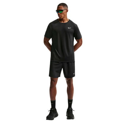 Black - Side - Nike Mens Miler Swoosh Reflective Detail T-Shirt