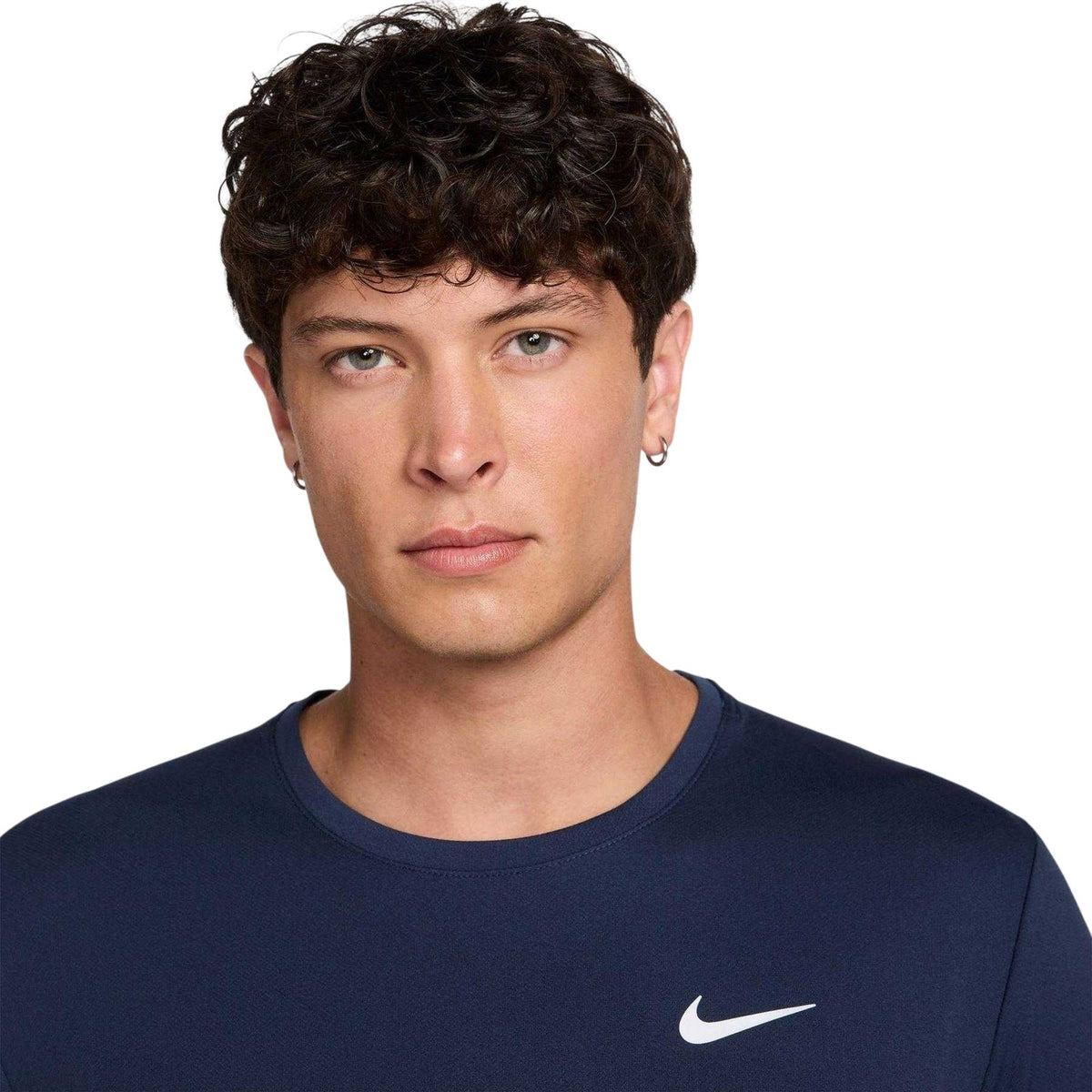 Midnight Navy - Side - Nike Mens Miler Swoosh Reflective Detail T-Shirt