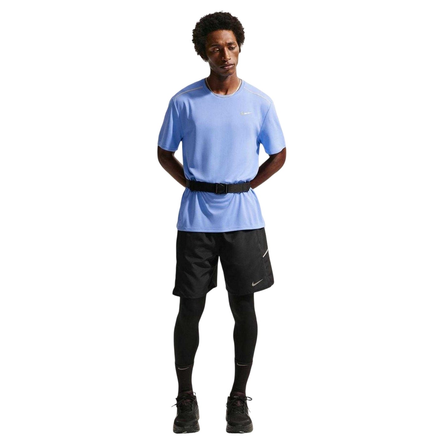 Royal Blue - Side - Nike Mens Miler Swoosh Reflective Detail T-Shirt