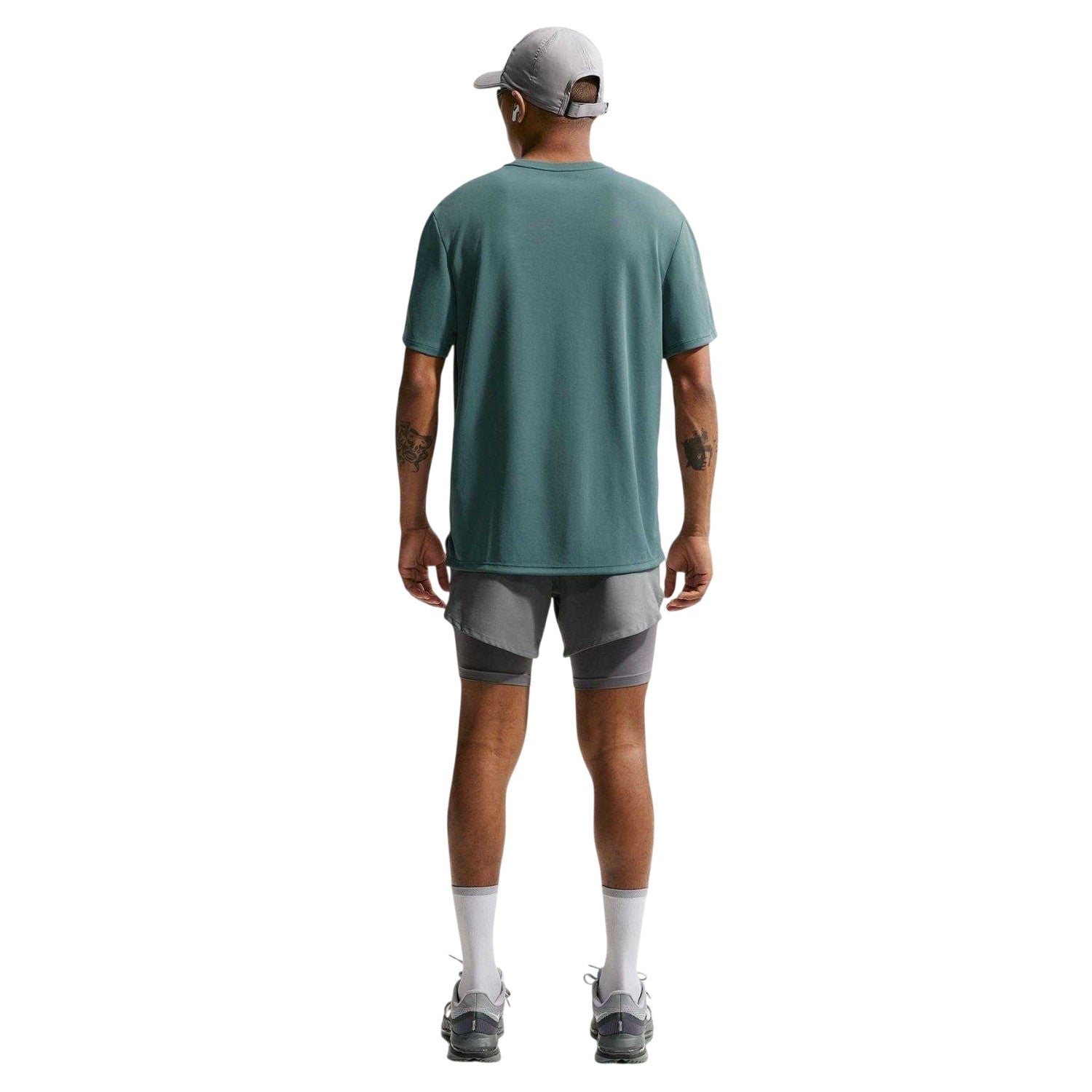 Slate Grey - Back - Nike Mens Miler Swoosh Reflective Detail T-Shirt