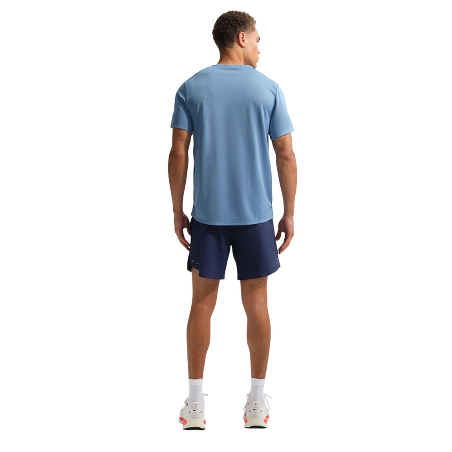 Blue - Back - Nike Mens Miler Swoosh Reflective Detail T-Shirt