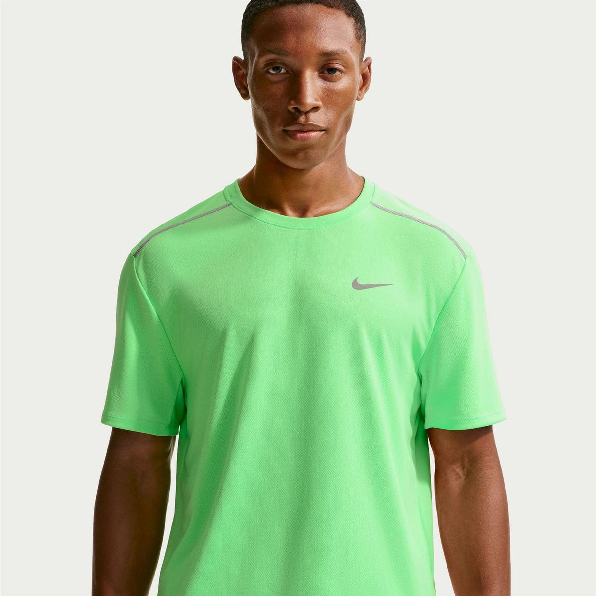 Green-Silver - Front - Nike Mens Miler Swoosh Reflective Detail T-Shirt