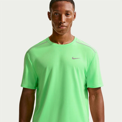 Green-Silver - Front - Nike Mens Miler Swoosh Reflective Detail T-Shirt