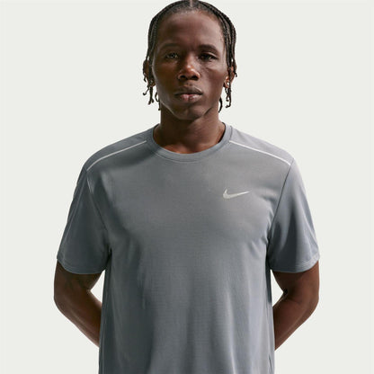 Smoke Grey - Front - Nike Mens Miler Swoosh Reflective Detail T-Shirt