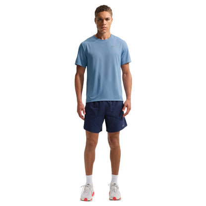 Blue - Side - Nike Mens Miler Swoosh Reflective Detail T-Shirt
