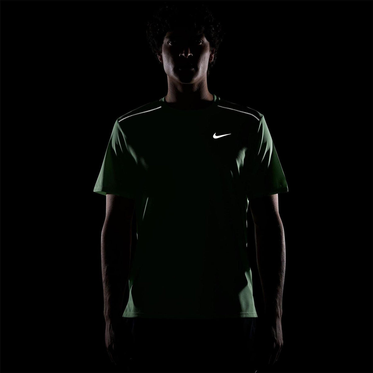 Green-Silver - Lifestyle - Nike Mens Miler Swoosh Reflective Detail T-Shirt