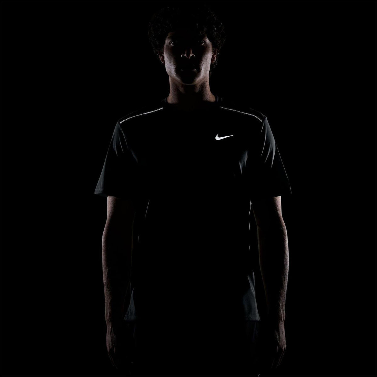 Smoke Grey - Pack Shot - Nike Mens Miler Swoosh Reflective Detail T-Shirt