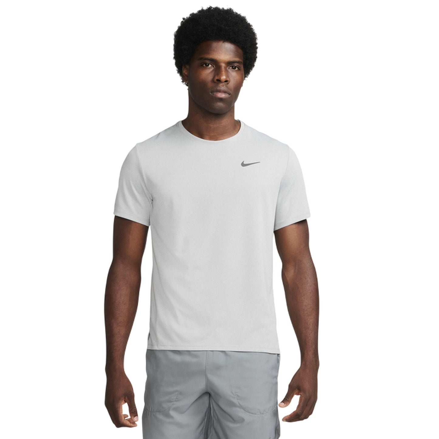Grey Fog - Front - Nike Mens Miler Swoosh Reflective Detail T-Shirt