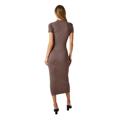 Mocha - Back - Jack Wills Womens-Ladies Ribbed Midi Bodycon Dress
