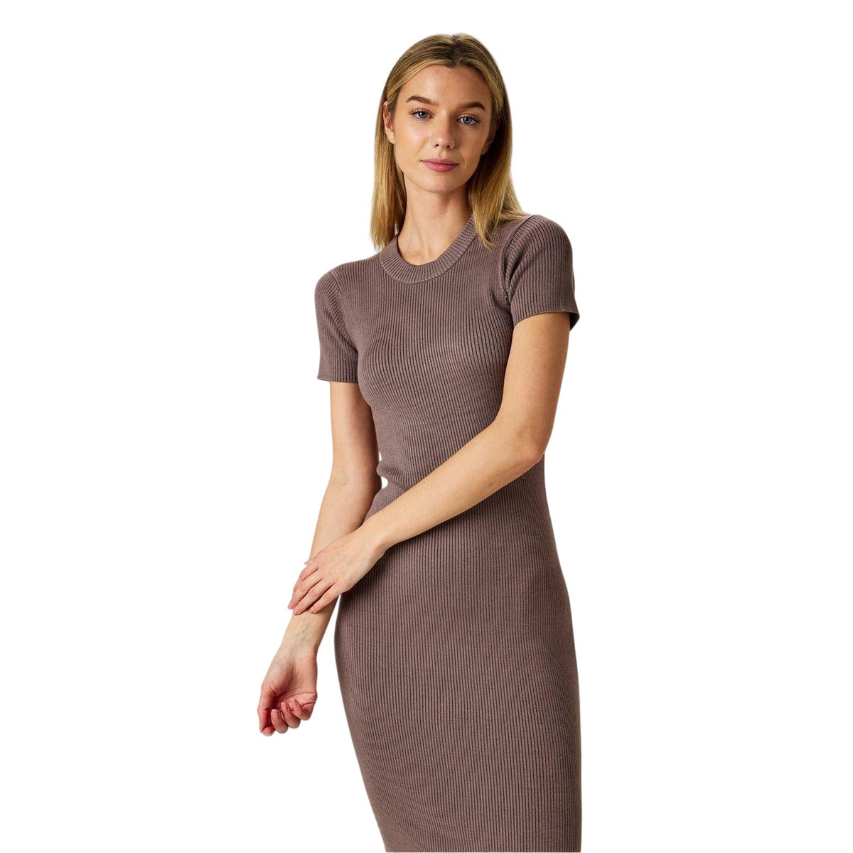Mocha - Lifestyle - Jack Wills Womens-Ladies Ribbed Midi Bodycon Dress