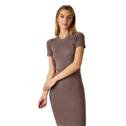 Mocha - Lifestyle - Jack Wills Womens-Ladies Ribbed Midi Bodycon Dress