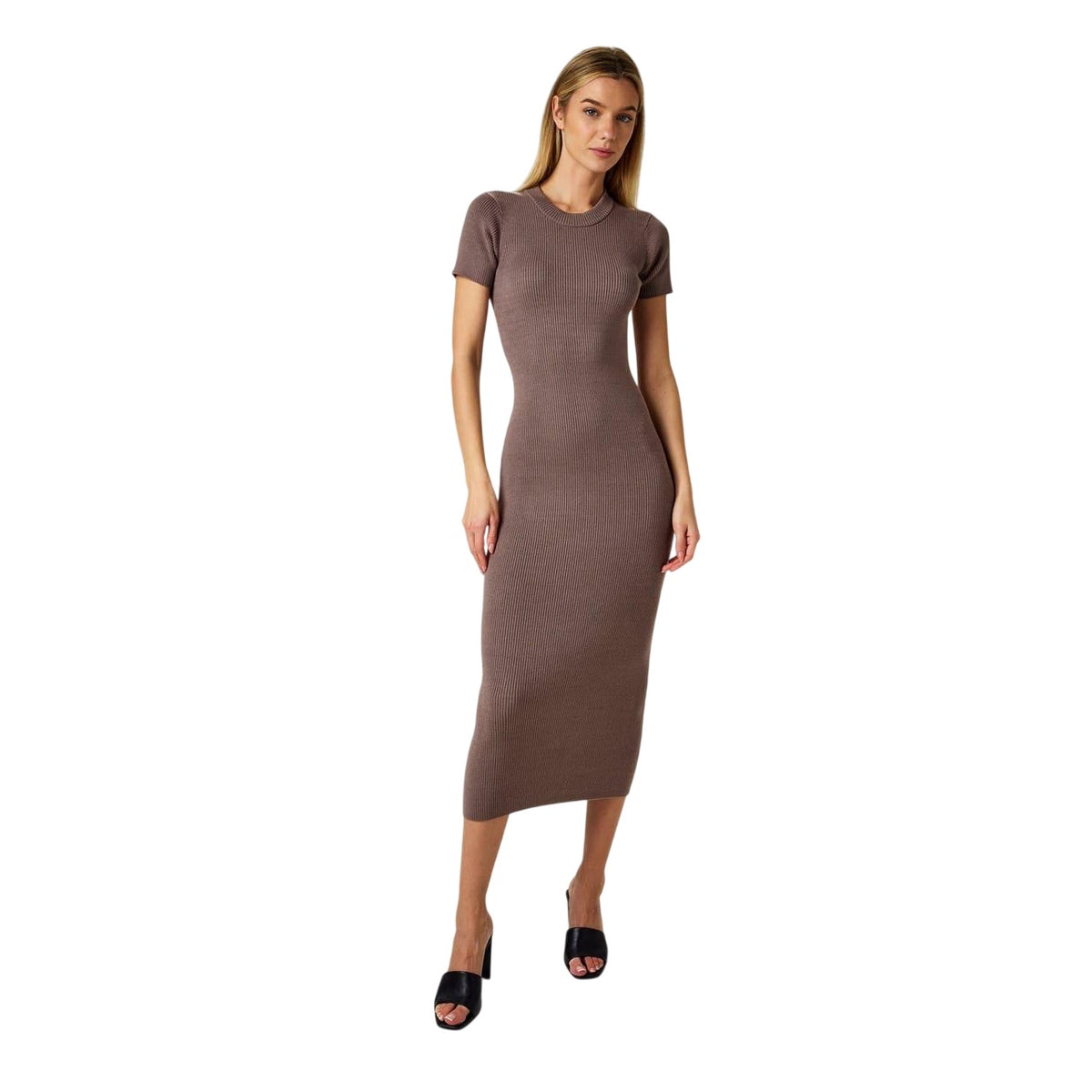 Mocha - Pack Shot - Jack Wills Womens-Ladies Ribbed Midi Bodycon Dress