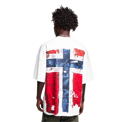 White-Red - Side - Napapijri Unisex Adult PDF Graphic Print T-Shirt
