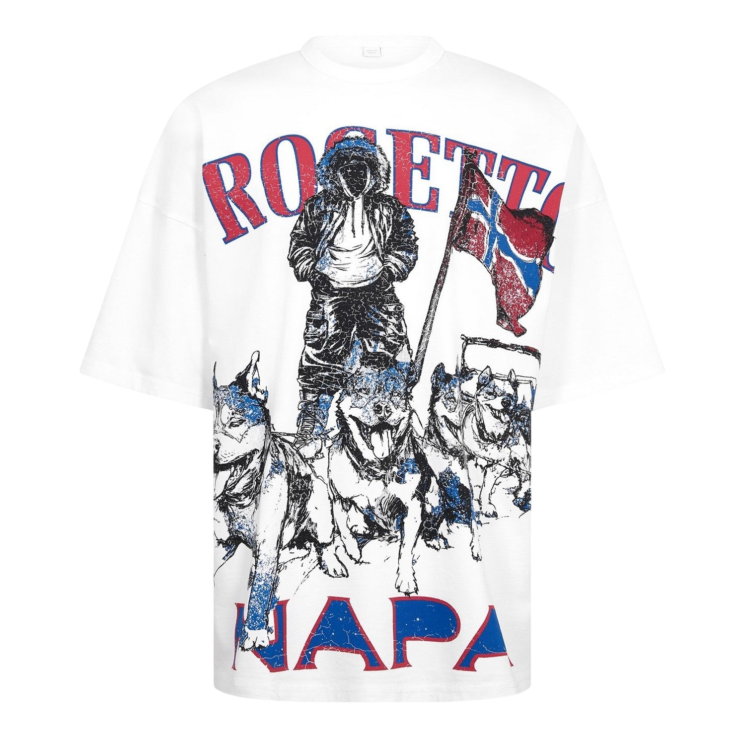 White-Red - Front - Napapijri Unisex Adult PDF Graphic Print T-Shirt