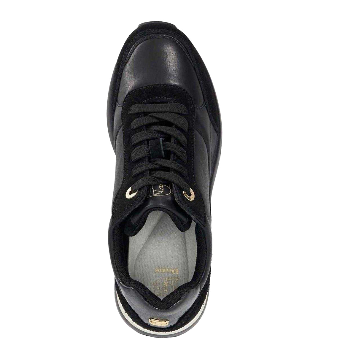 Black - Side - Dune London Womens-Ladies Elatie Hidden Leather Trainers