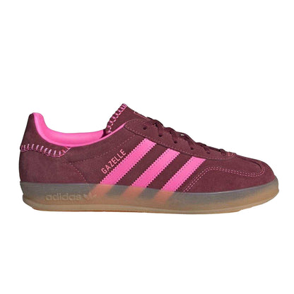 Pink-Maroon - Front - Adidas Womens-Ladies Gazelle Suede Trainers