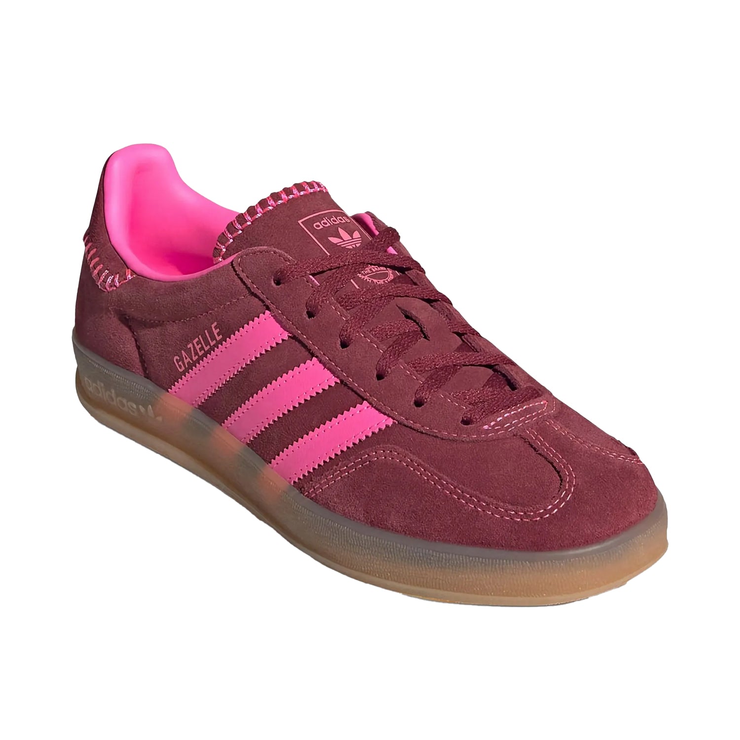 Pink-Maroon - Pack Shot - Adidas Womens-Ladies Gazelle Suede Trainers