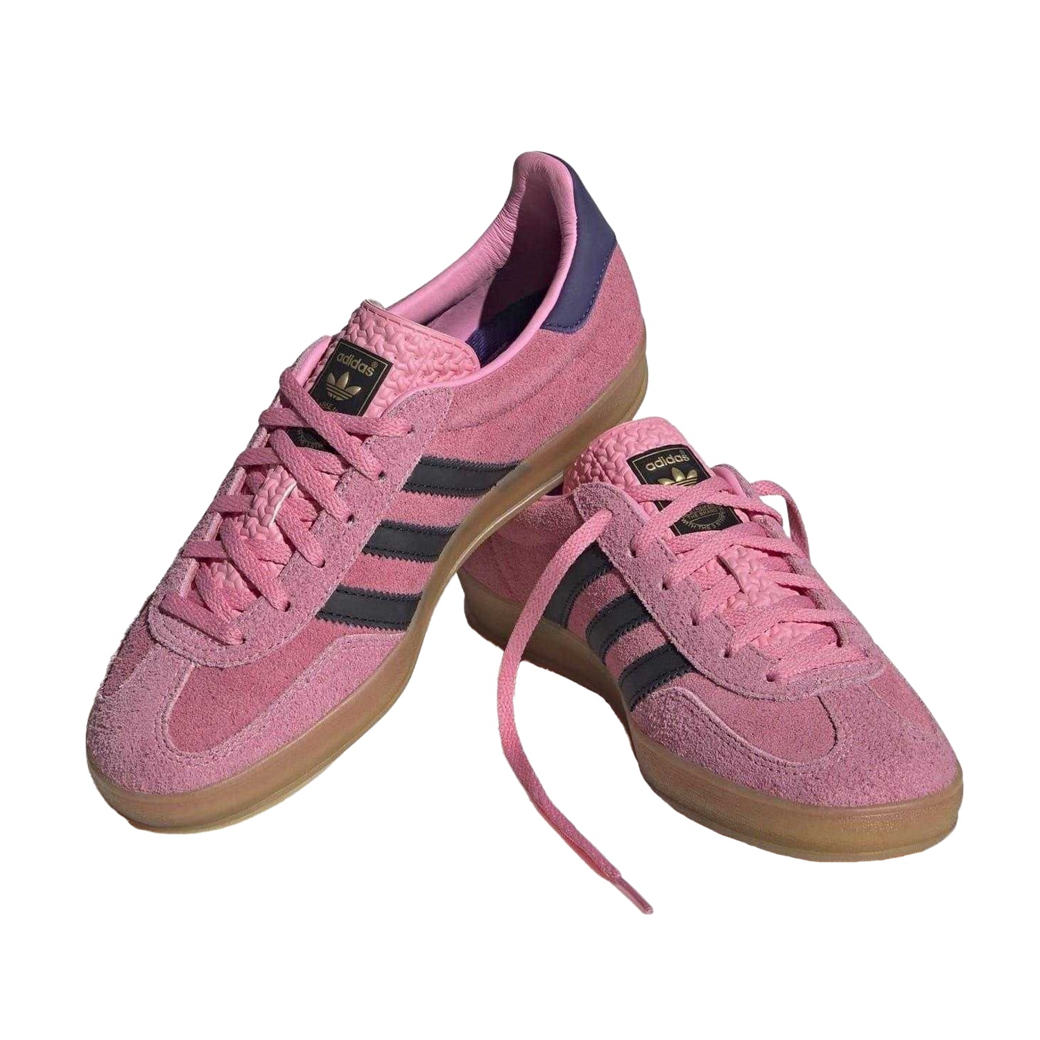 Pink-Navy - Pack Shot - Adidas Womens-Ladies Gazelle Suede Trainers