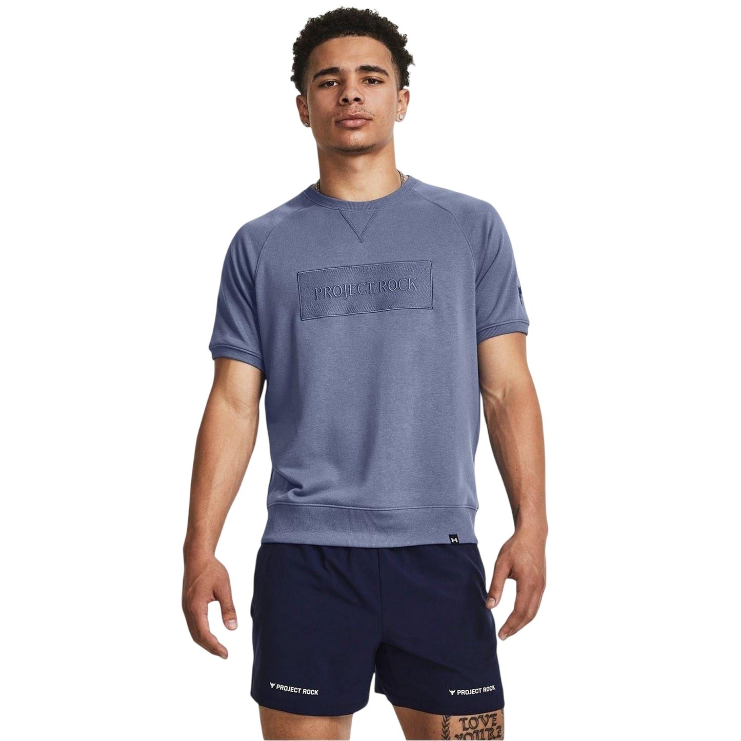 Blue - Side - Under Armour Mens Project Rock T-Shirt