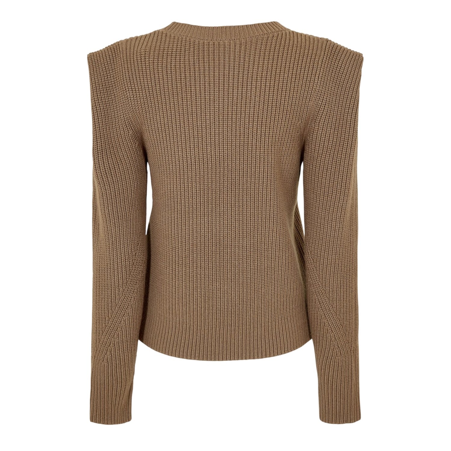Brown - Back - Boss Womens-Ladies Crew Neck Regular Long-Sleeved Jumper