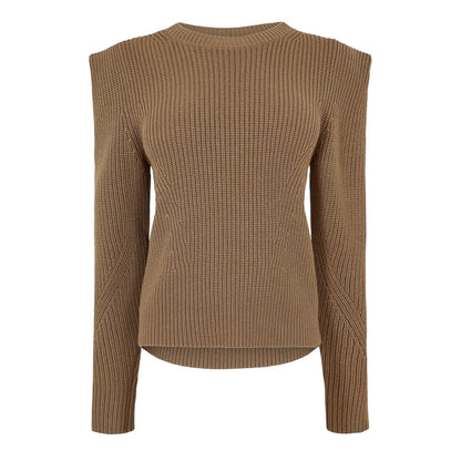 Brown - Front - Boss Womens-Ladies Crew Neck Regular Long-Sleeved Jumper
