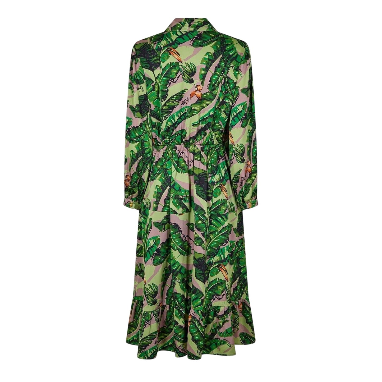 Green-Multicoloured - Back - Biba Womens-Ladies Banana Leaf Tiered Midi Dress