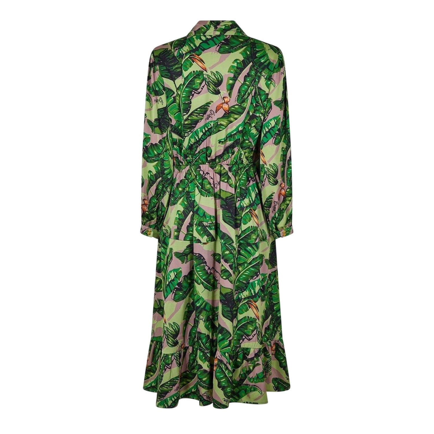 Green-Multicoloured - Back - Biba Womens-Ladies Banana Leaf Tiered Midi Dress