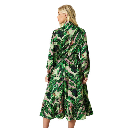 Green-Multicoloured - Lifestyle - Biba Womens-Ladies Banana Leaf Tiered Midi Dress